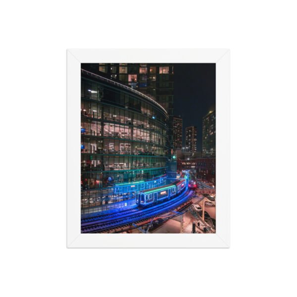 Chicago Neon L Train Night Enhanced Matte Paper Framed Poster