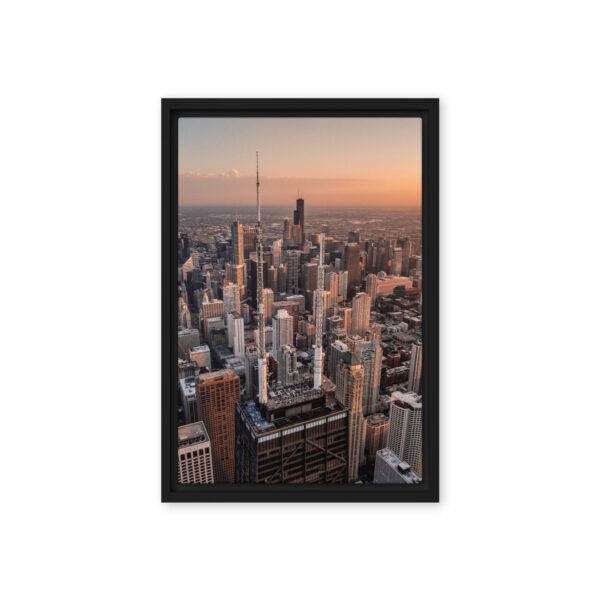Chicago Sunset Skyline Framed Canvas