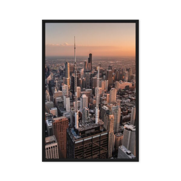 Chicago Sunset Skyline Framed Canvas