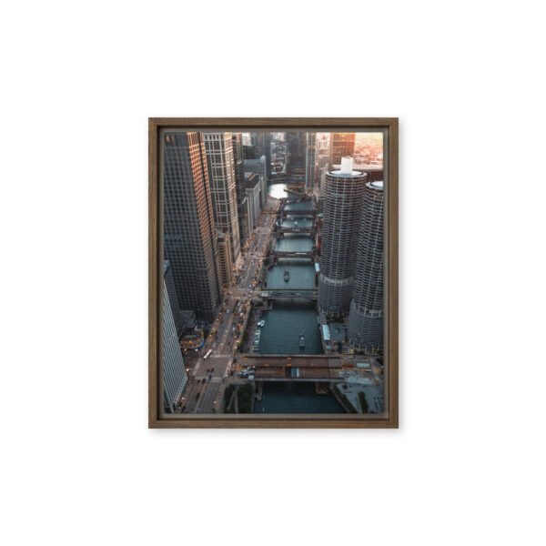 Chicago River Bridges Framed Canvas