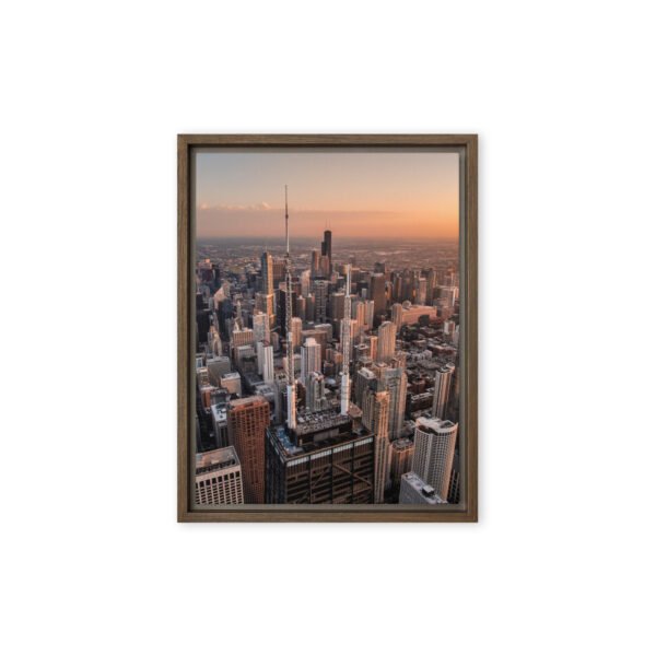 Chicago Sunset Skyline Framed Canvas