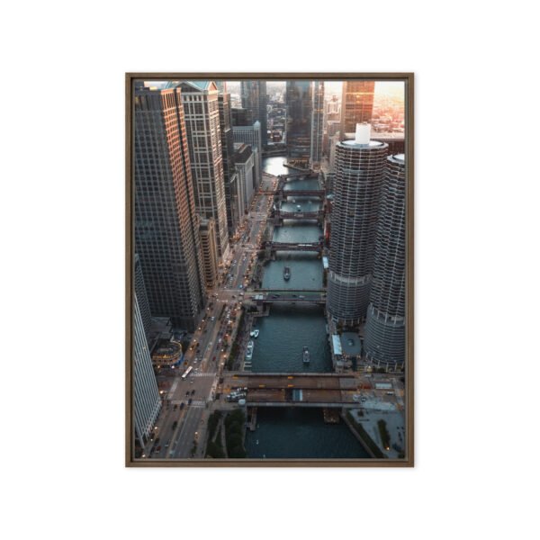 Chicago River Bridges Framed Canvas