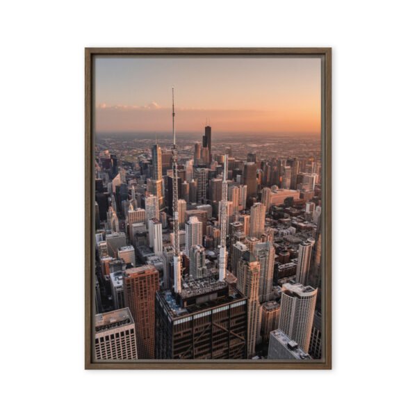 Chicago Sunset Skyline Framed Canvas
