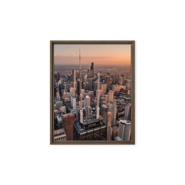 Chicago Sunset Skyline Framed Canvas