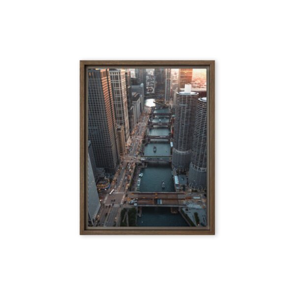 Chicago River Bridges Framed Canvas