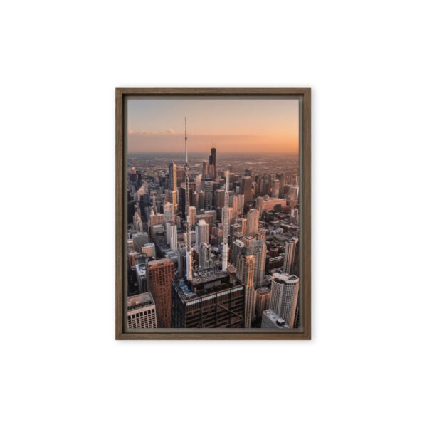 Chicago Sunset Skyline Framed Canvas
