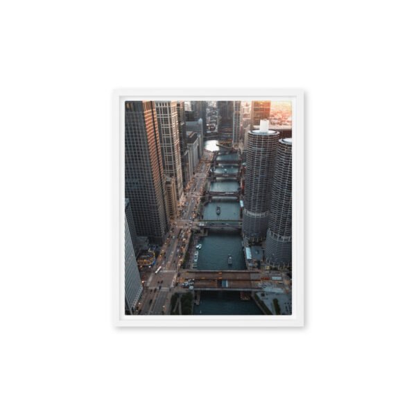 Chicago River Bridges Framed Canvas