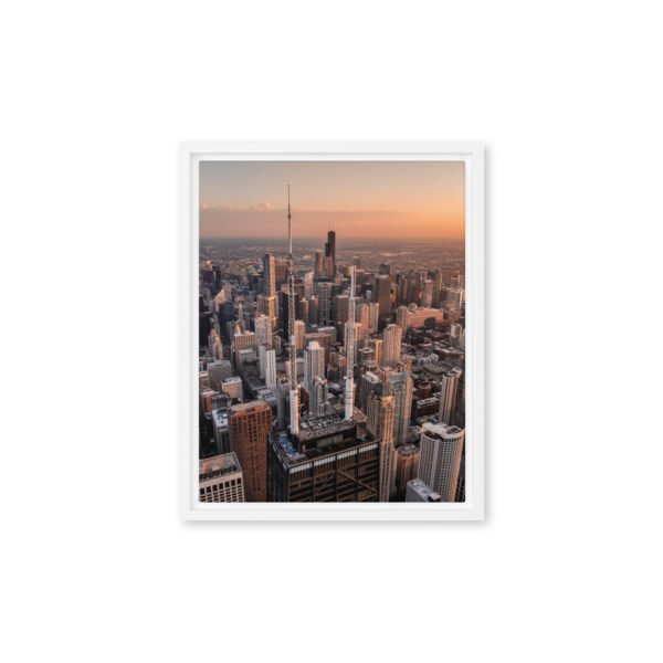 Chicago Sunset Skyline Framed Canvas