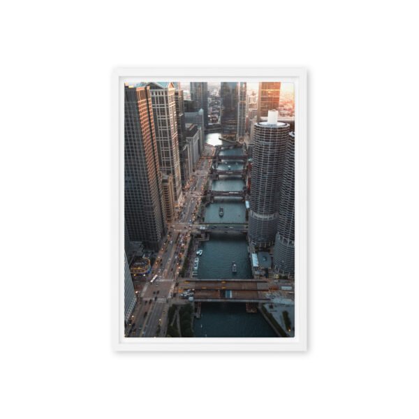 Chicago River Bridges Framed Canvas