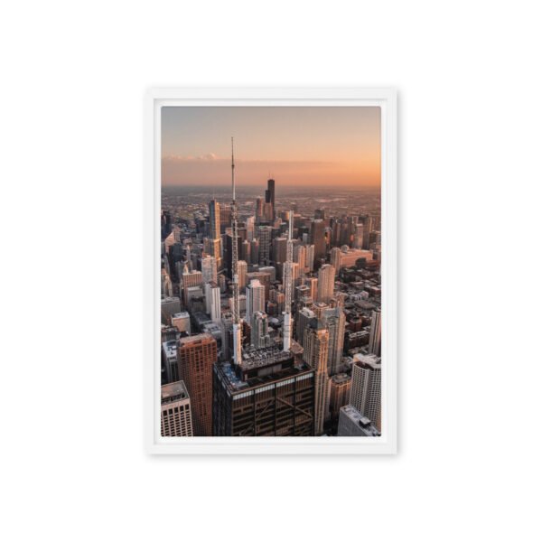Chicago Sunset Skyline Framed Canvas