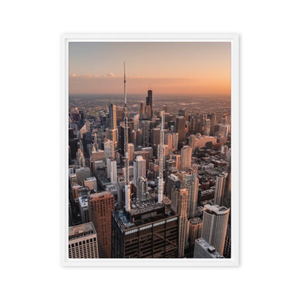 Chicago Sunset Skyline Framed Canvas