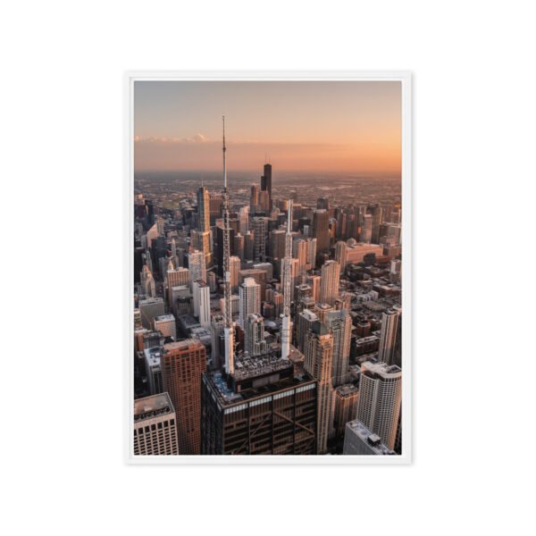 Chicago Sunset Skyline Framed Canvas
