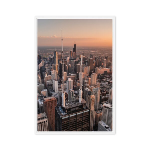 Chicago Sunset Skyline Framed Canvas