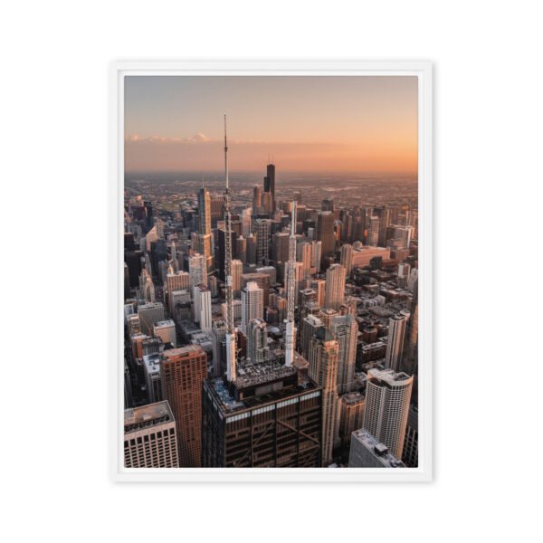 Chicago Sunset Skyline Framed Canvas