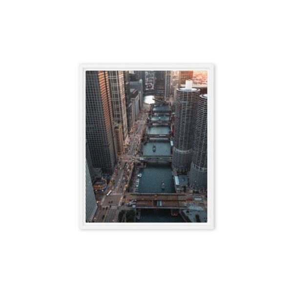 Chicago River Bridges Framed Canvas