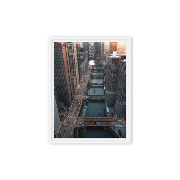 Chicago River Bridges Framed Canvas