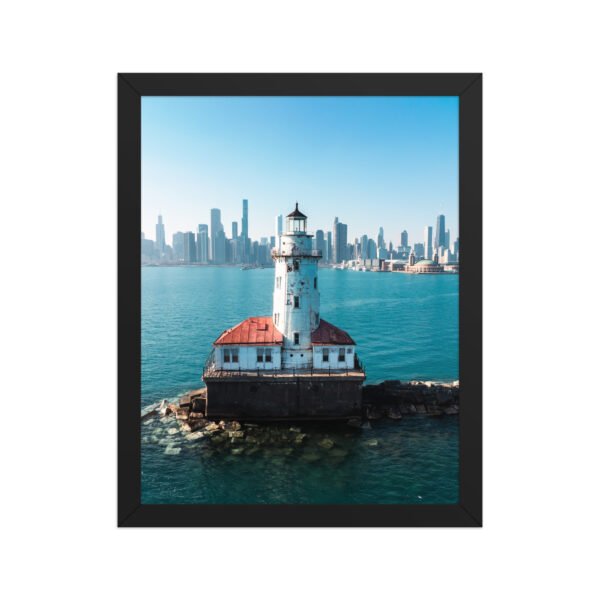enhanced-matte-paper-framed-poster-in-black-11x14-front-695e40c3f155c.jpg Chicago Harbor Lighthouse Enhanced Matte Paper Framed Poster
