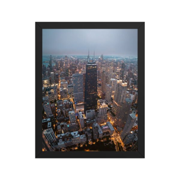 Chicago City Lights Enhanced Matte Paper Framed Poster