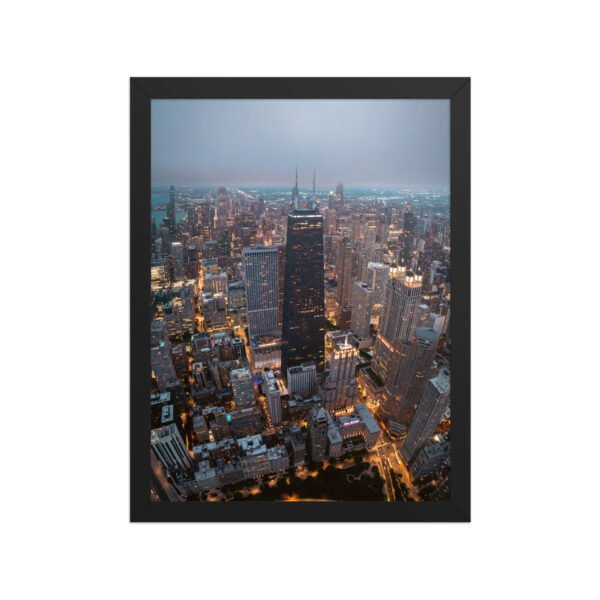 Chicago City Lights Enhanced Matte Paper Framed Poster