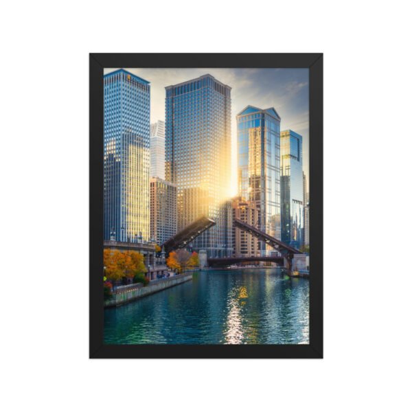 Chicago River Golden Hour Enhanced Matte Paper Framed Poster