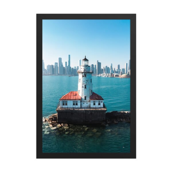 enhanced-matte-paper-framed-poster-in-black-12x18-front-695e40c3f176a.jpg Chicago Harbor Lighthouse Enhanced Matte Paper Framed Poster