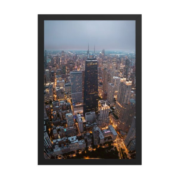 Chicago City Lights Enhanced Matte Paper Framed Poster