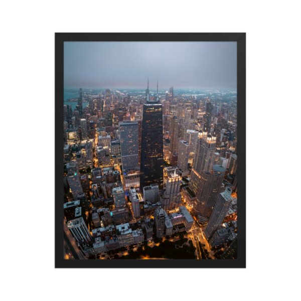 Chicago City Lights Enhanced Matte Paper Framed Poster