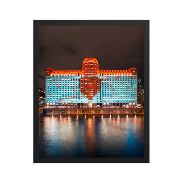 Chicago Merchandise Mart Bears Night Enhanced Matte Paper Framed Poster