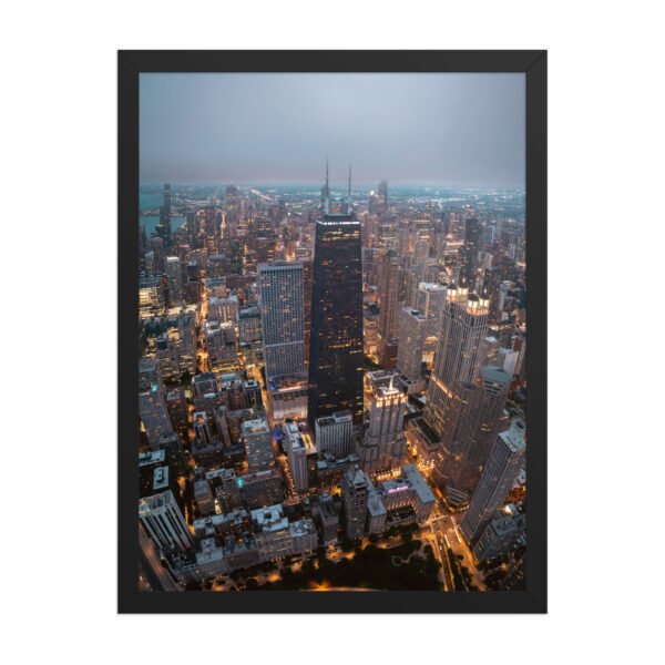 Chicago City Lights Enhanced Matte Paper Framed Poster