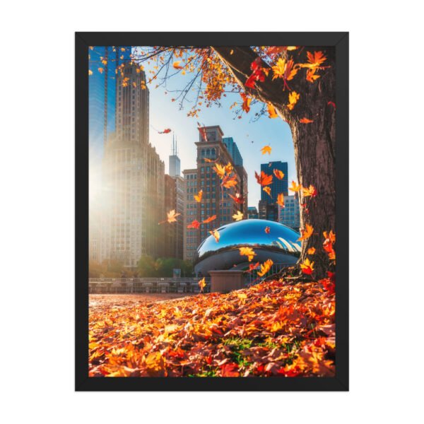 Chicago Autumn Glow Enhanced Matte Paper Framed Poster