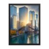 Chicago River Golden Hour Enhanced Matte Paper Framed Poster