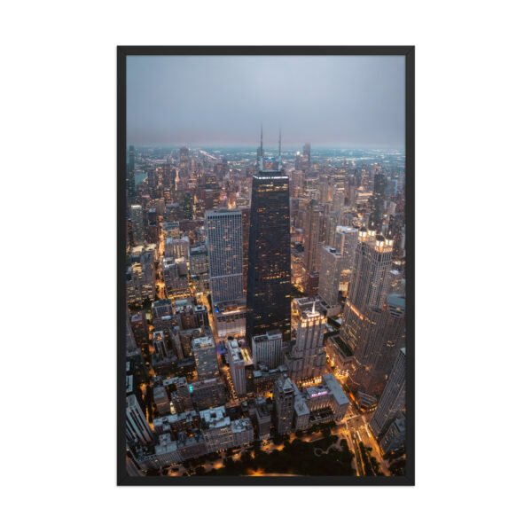 Chicago City Lights Enhanced Matte Paper Framed Poster