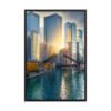 Chicago River Golden Hour Enhanced Matte Paper Framed Poster