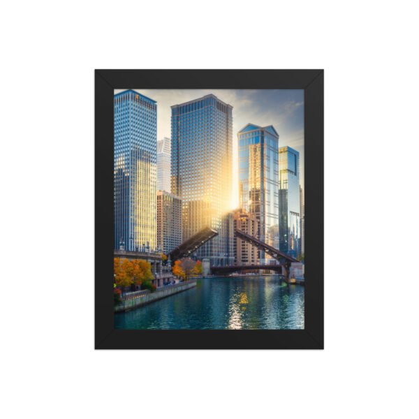 Chicago River Golden Hour Enhanced Matte Paper Framed Poster