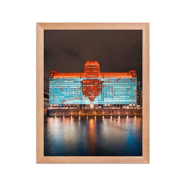 Chicago Merchandise Mart Bears Night Enhanced Matte Paper Framed Poster