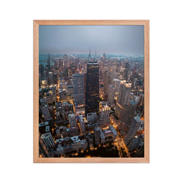 Chicago City Lights Enhanced Matte Paper Framed Poster