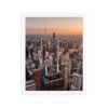 Chicago Sunset Skyline Enhanced Matte Paper Framed Poster