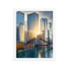Chicago River Golden Hour Enhanced Matte Paper Framed Poster