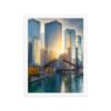 Chicago River Golden Hour Enhanced Matte Paper Framed Poster