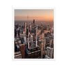 Chicago Sunset Skyline Enhanced Matte Paper Framed Poster
