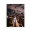 Chicago Lake Shore Drive Night Skyline Enhanced Matte Paper Framed Poster