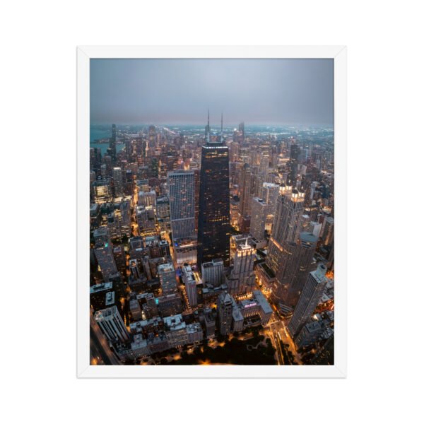 Chicago City Lights Enhanced Matte Paper Framed Poster