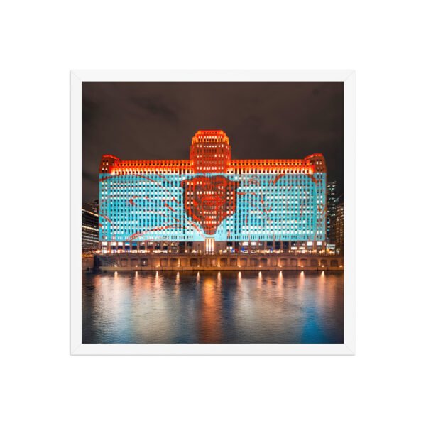 Chicago Merchandise Mart Bears Night Enhanced Matte Paper Framed Poster