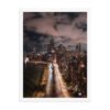 Chicago Lake Shore Drive Night Skyline Enhanced Matte Paper Framed Poster