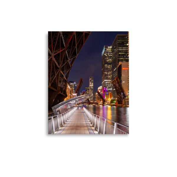 Chicago Riverwalk Nights Enhanced Matt Paper Poster