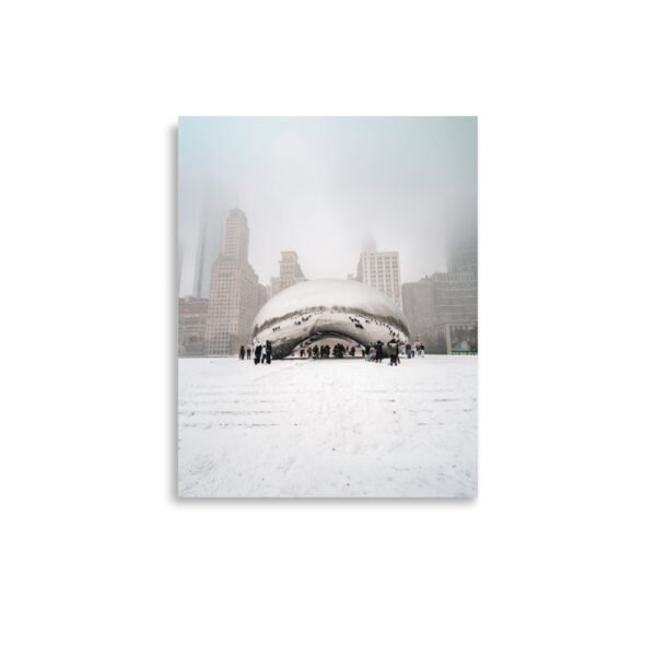 Chicago Snowy Cloud Gate Winter Enhanced Matt Paper Poster