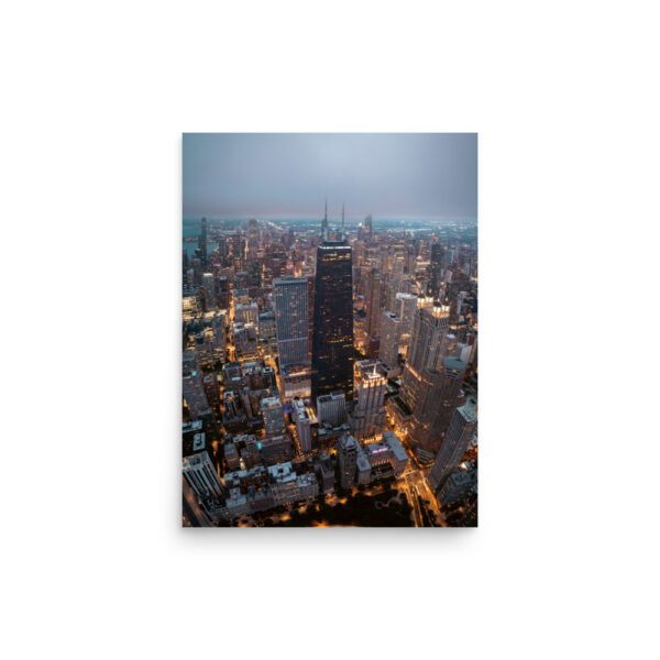Chicago City Lights Enhanced Matt Paper Poster