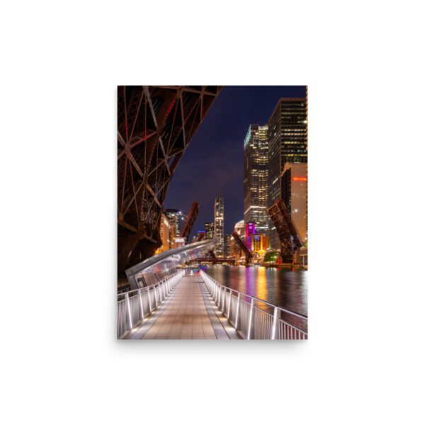 Chicago Riverwalk Nights Enhanced Matt Paper Poster