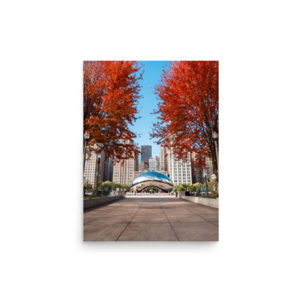 Chicago Autumn Cloud Gate Day Enhanced Matt Paper Poster