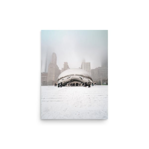 Chicago Snowy Cloud Gate Winter Enhanced Matt Paper Poster